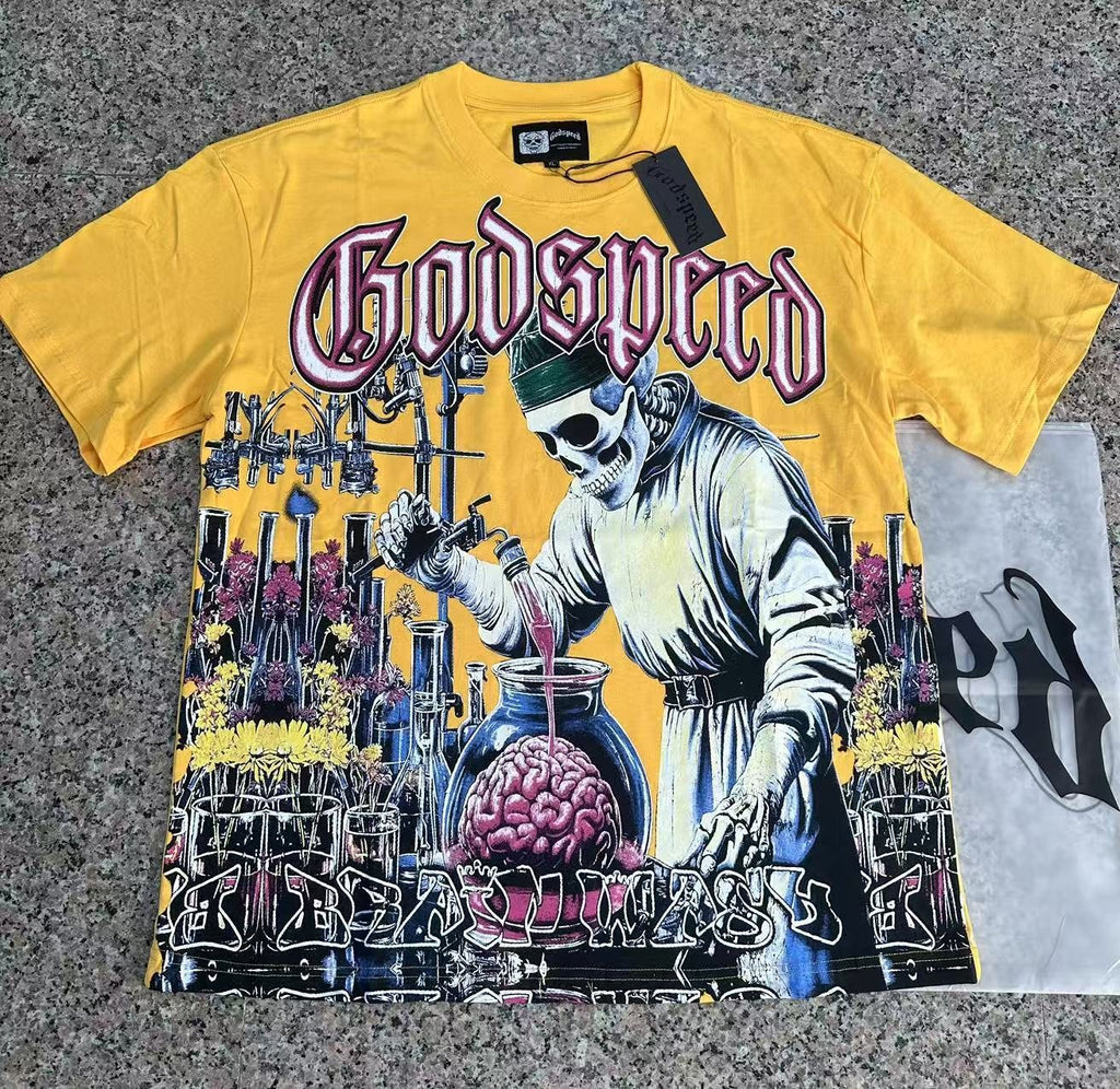 Godspeed Brain Wash Yellow Graphic T-Shirt