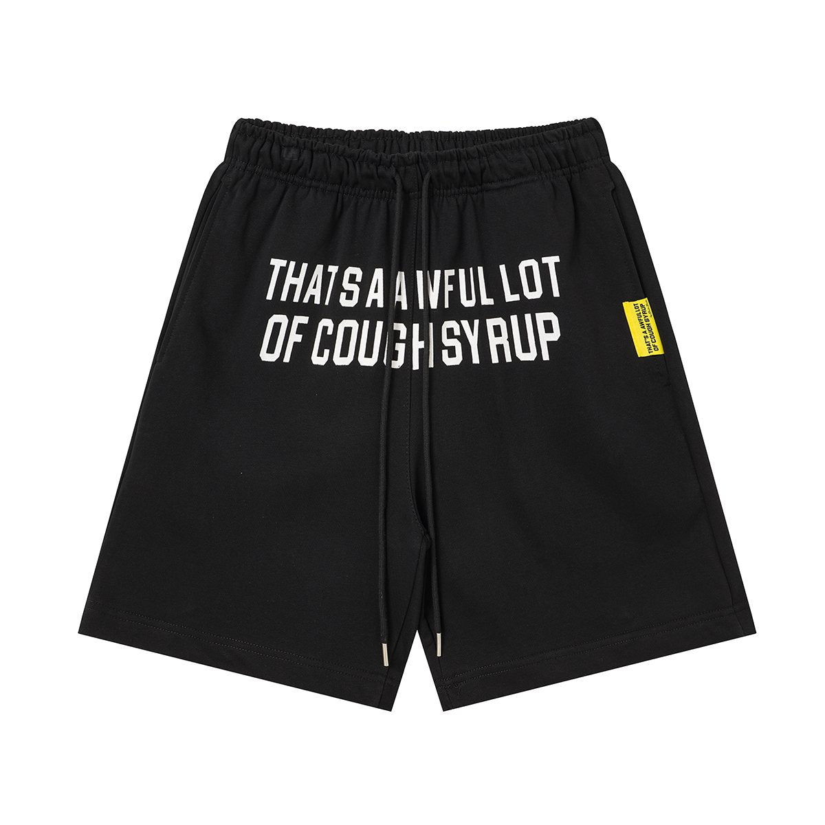 THAT'S A AWFUL LOT OF COUGH SYRUP Black Graphic Shorts